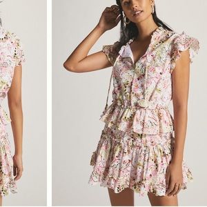 MISA Ruffle Eyelet Mini Dress